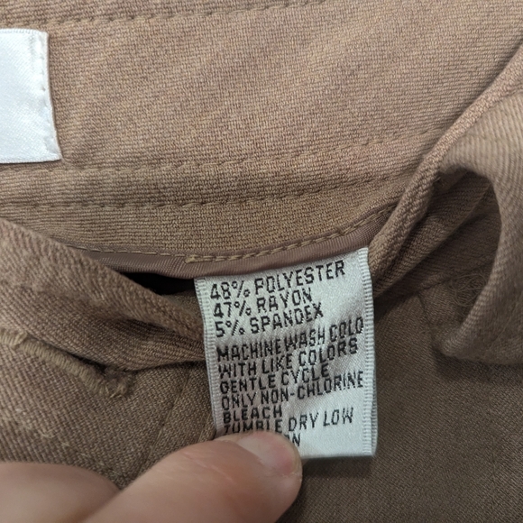 Talbots Women's Modern Dress Pants stretch Size 12 tan beige straight wide leg - Picture 6 of 8